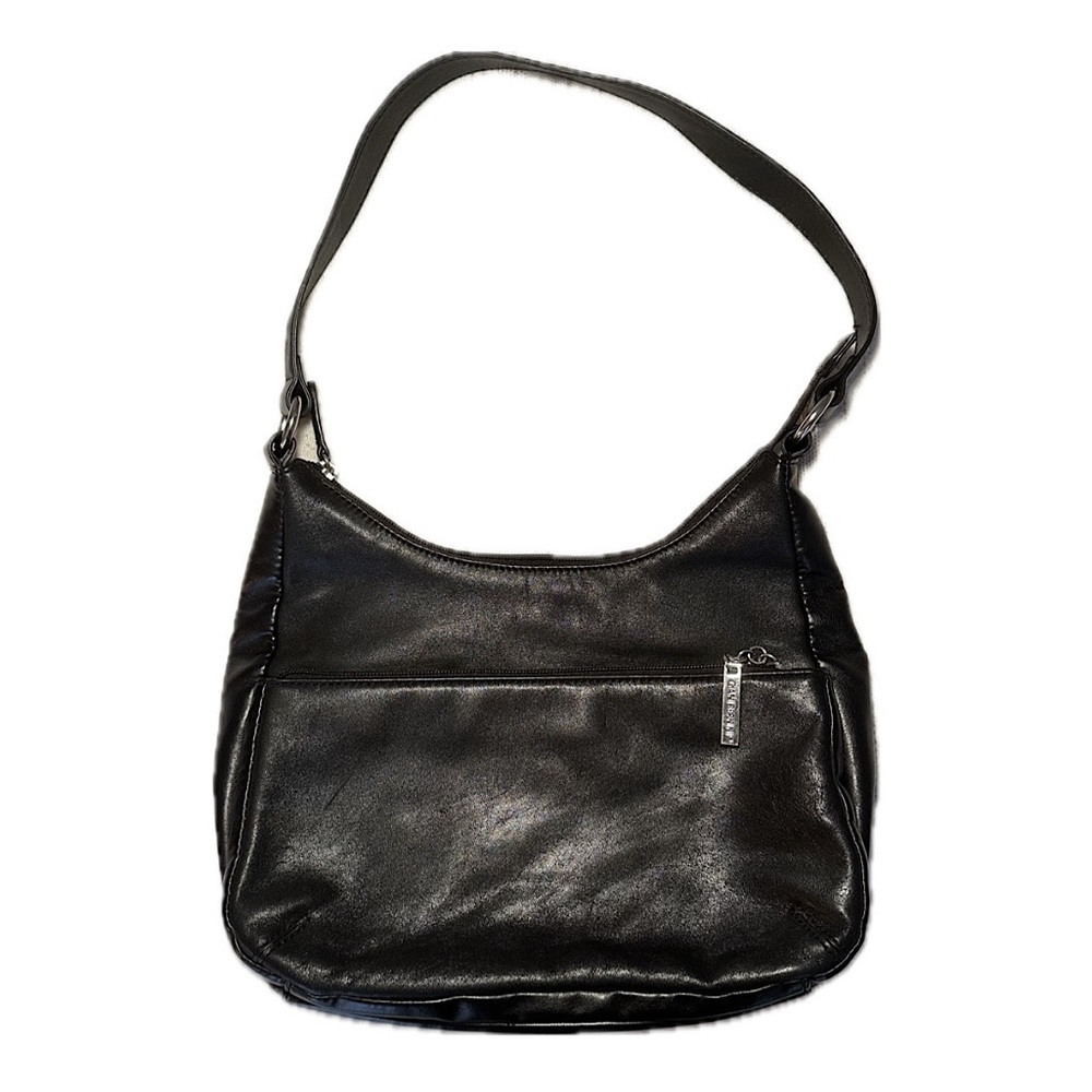 Giani Bernini, Medium sized, Faux Black Leather, Vintage Simple Shoulder Bag